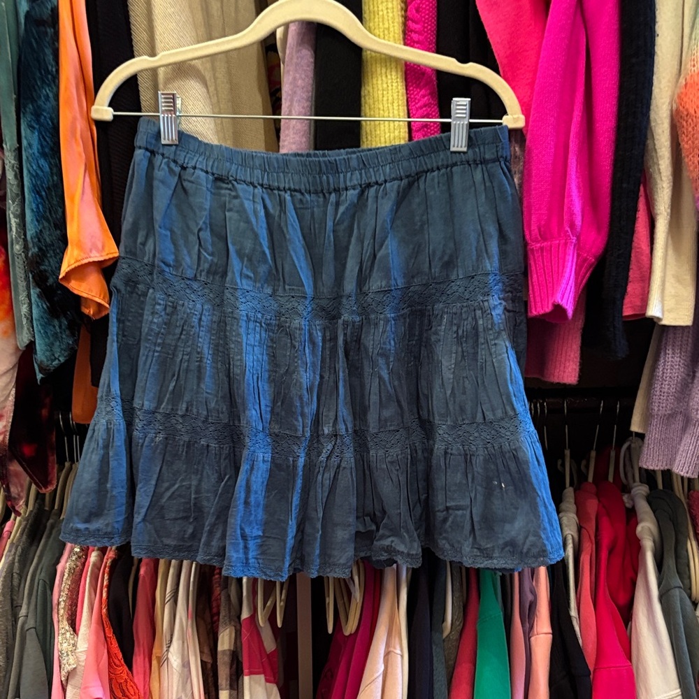 Elegant Dark Blue A-Line Skirt